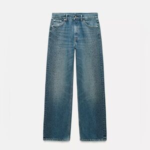 Zara Relaxed Mid Rise Sparkle Jeans, 10
